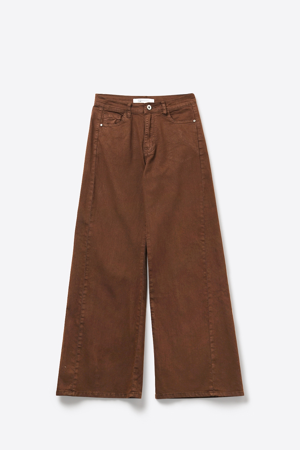 Pantalones marrones de pierna ancha con sarga ligera Pantalones marrones de pierna ancha con sarga ligera