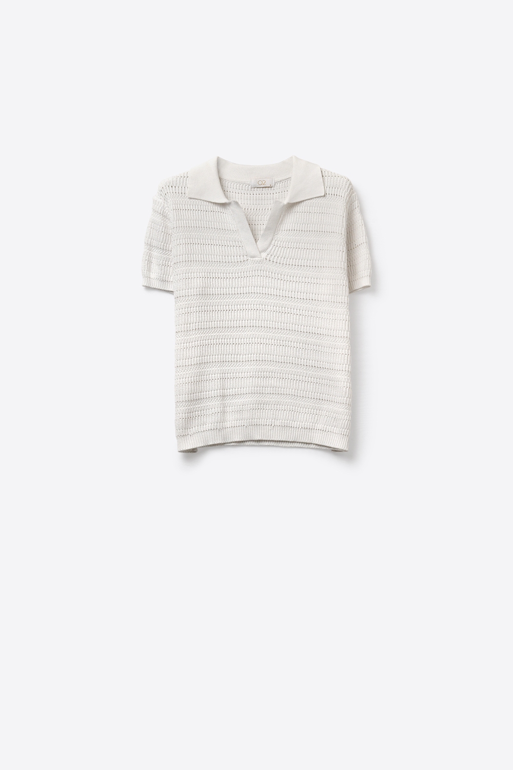 Camiseta polo blanca con mangas cortas y tejido de punto abierto