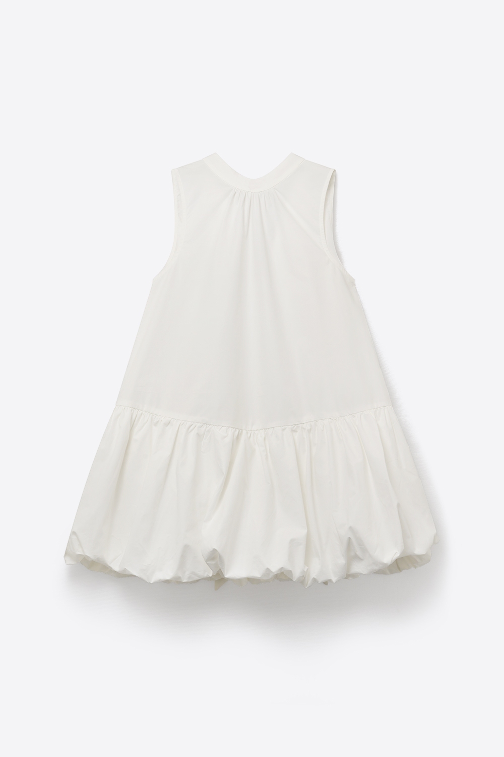 Vestido de popelina blanca sin mangas con dobladillo estilo globo