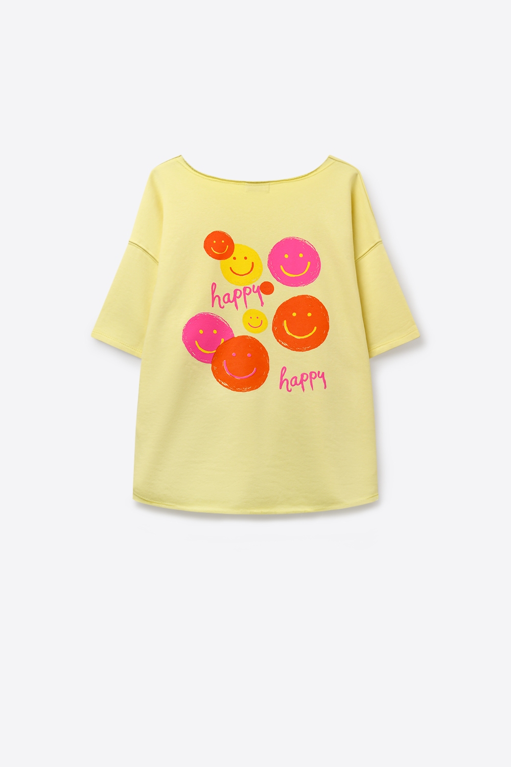 Sudadera de Algod&oacute;n Ajuste Relajado Amarillo con Parche de Sonrisa