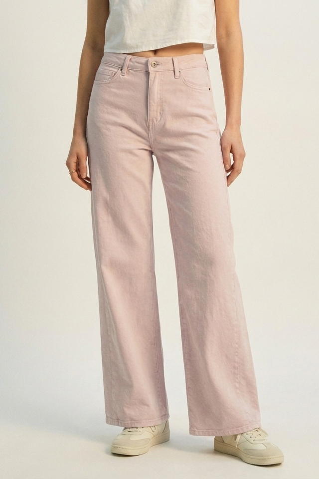 Light Pink Wide-Leg Pants with lightweight Twill