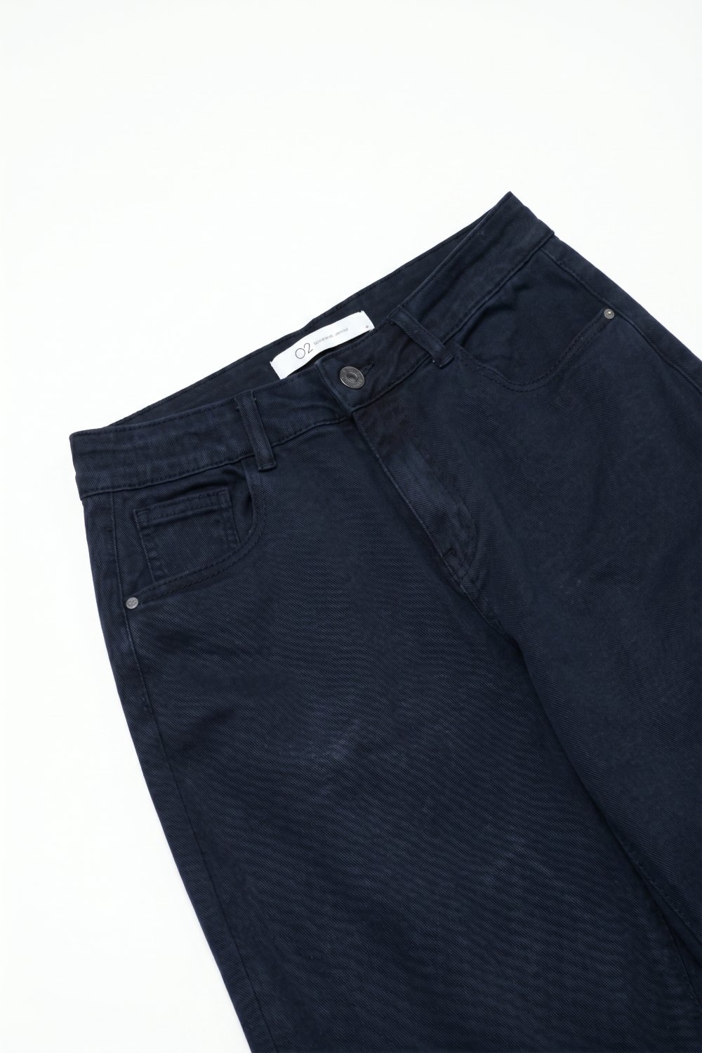 Jeans de mezclilla elástica suave azul marino de pierna ancha con costura en la rodilla Jeans de mezclilla elástica suave azul marino de pierna ancha con costura en la rodilla