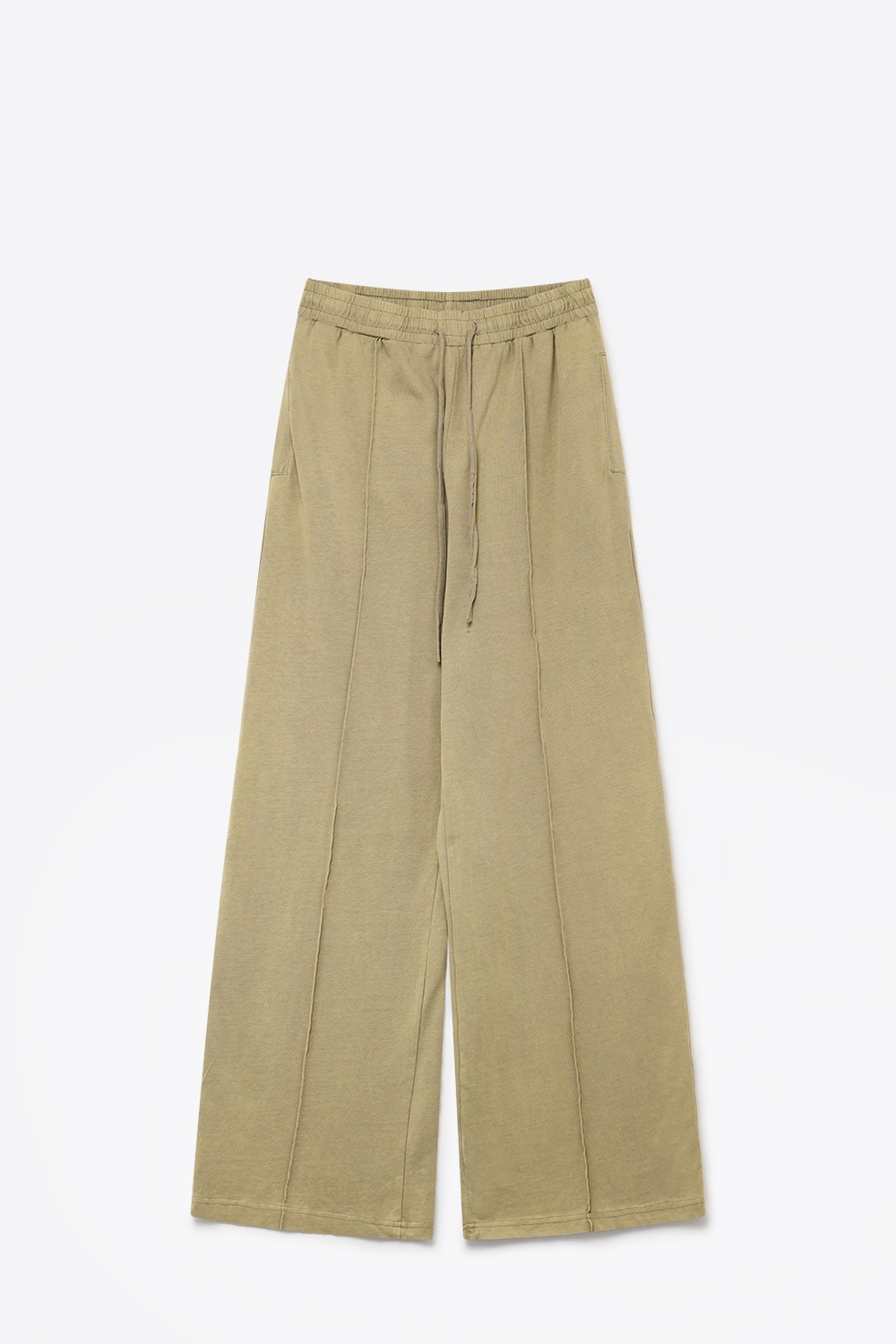 Pantalones Khaki de Algod&oacute;n de Pierna Ancha con Cintura El&aacute;stica y Corte Relajado