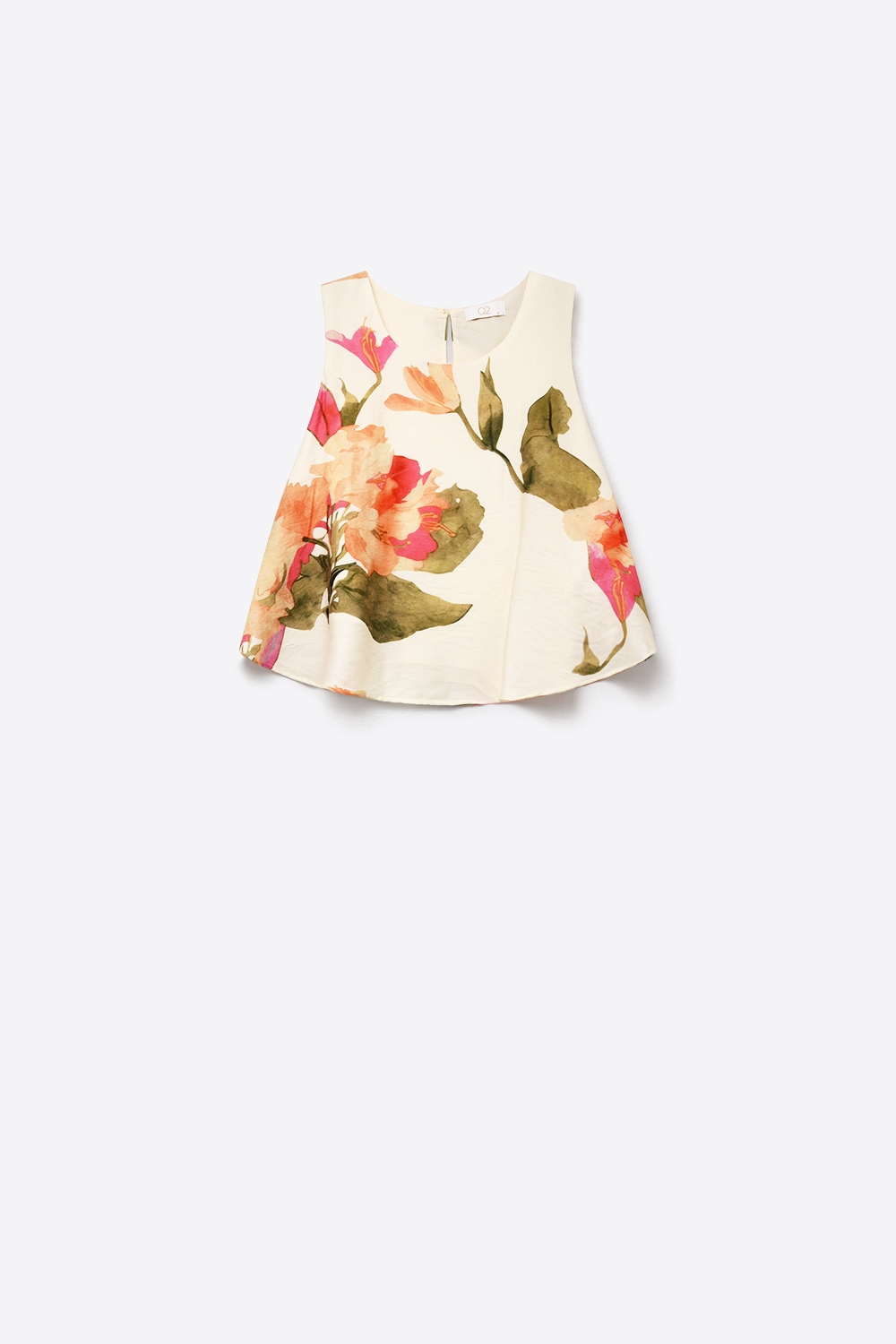 Top sin mangas con estampado floral crema Top sin mangas con estampado floral crema