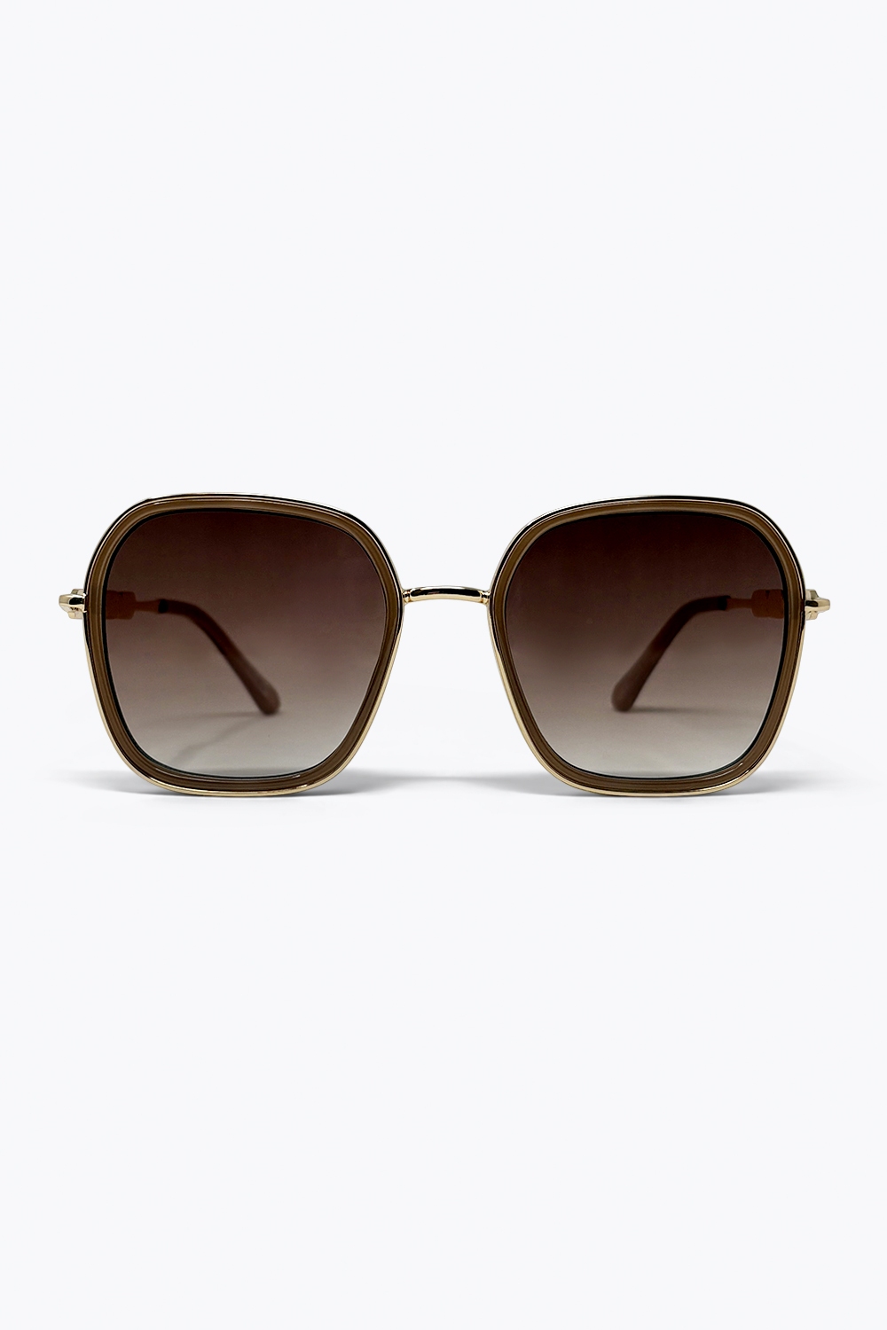 Gafas de sol met&aacute;licas oversize con montura cuadrada de degradado marr&oacute;n