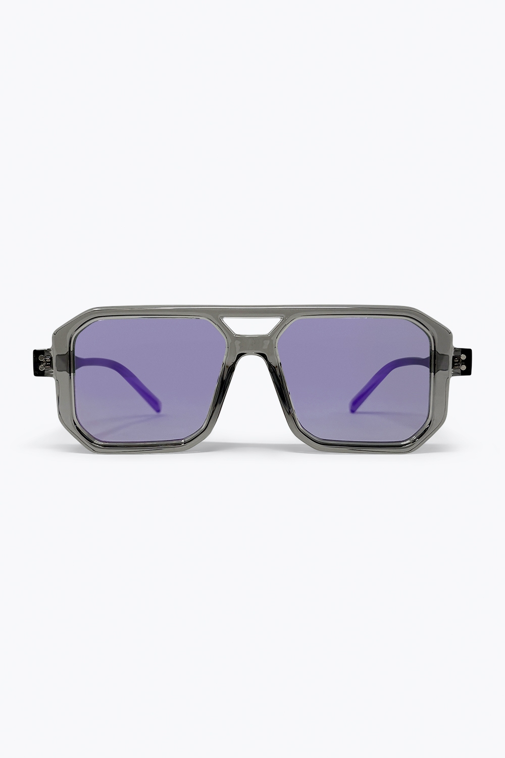 gafas con Montura Transparente Gris Lentes Tinte P&uacute;rpura Geom&eacute;tricos Sobredimensionados
