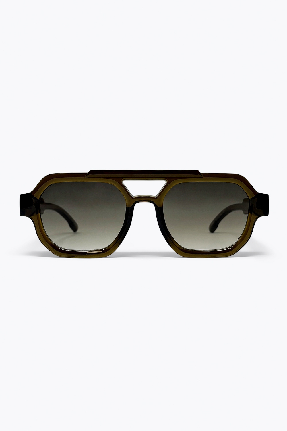 Gafas de sol con montura geom&eacute;trica gruesa y lentes en degradado oliva