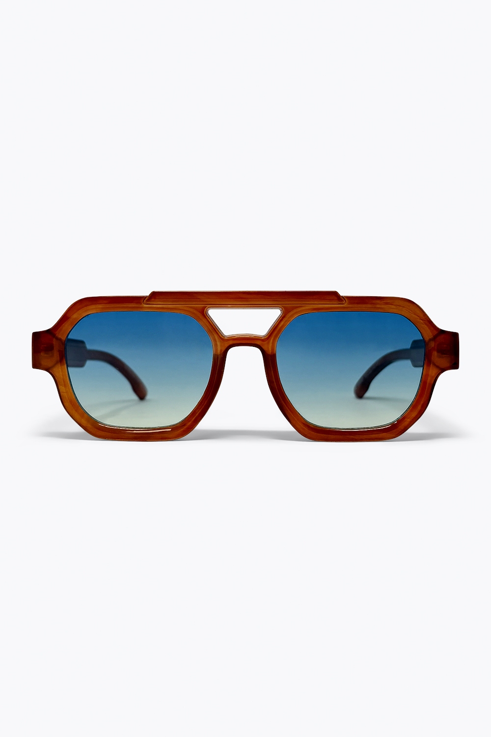 Gafas de sol de montura geométrica oversize marrón con lentes degradadas Gafas de sol de montura geométrica oversize marrón con lentes degradadas