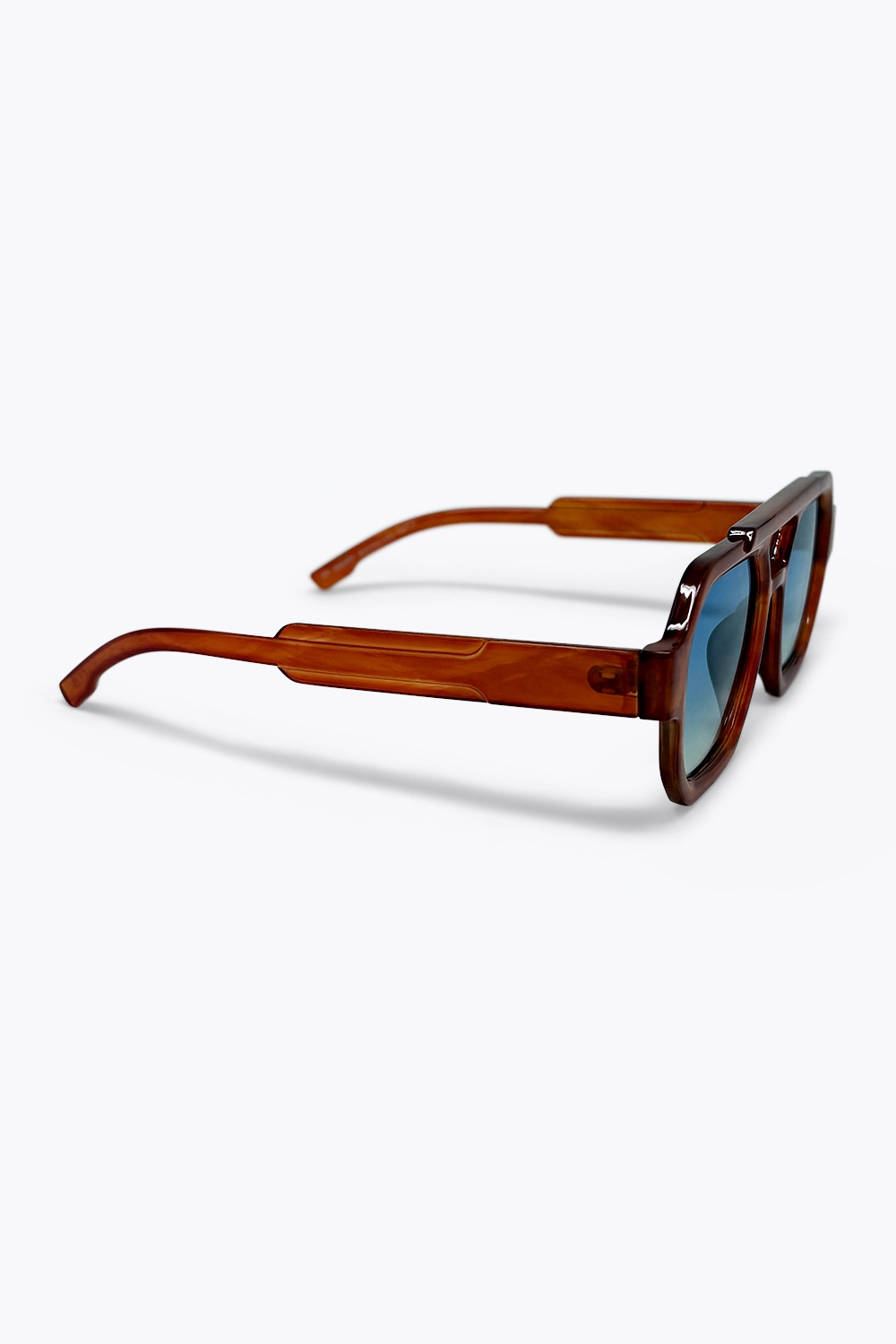 Gafas de sol de montura geométrica oversize marrón con lentes degradadas Gafas de sol de montura geométrica oversize marrón con lentes degradadas