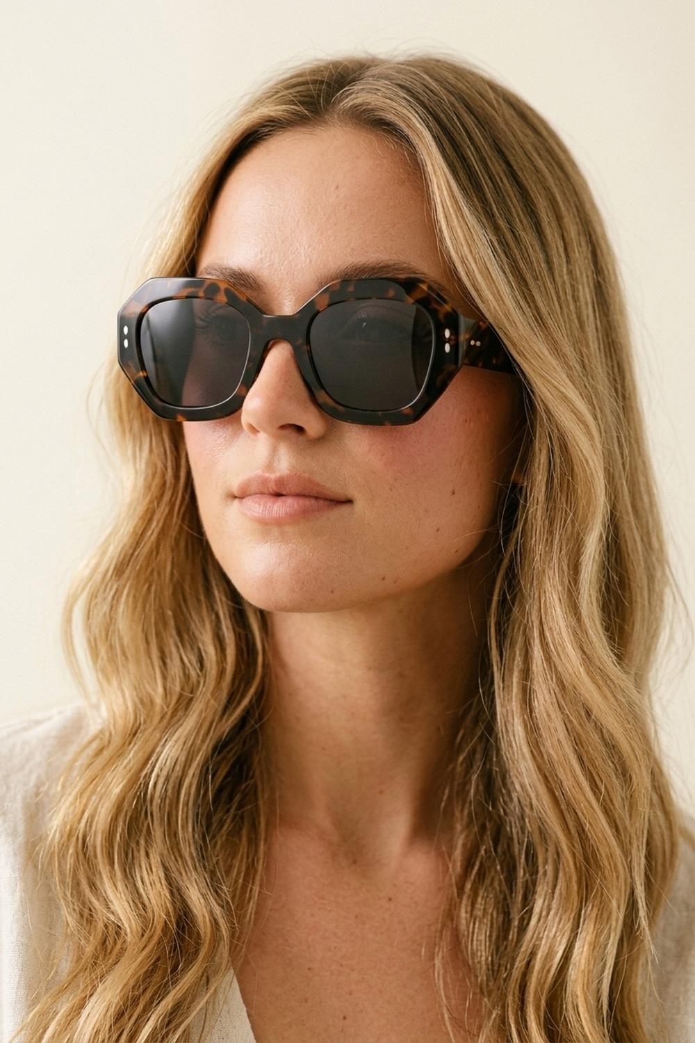 Gafas de sol oversize con montura octogonal de carey multicolor