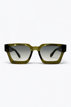 Gafas de Sol Urbanas con Montura Cuadrada y Lentes Degradadas en Color Oliva