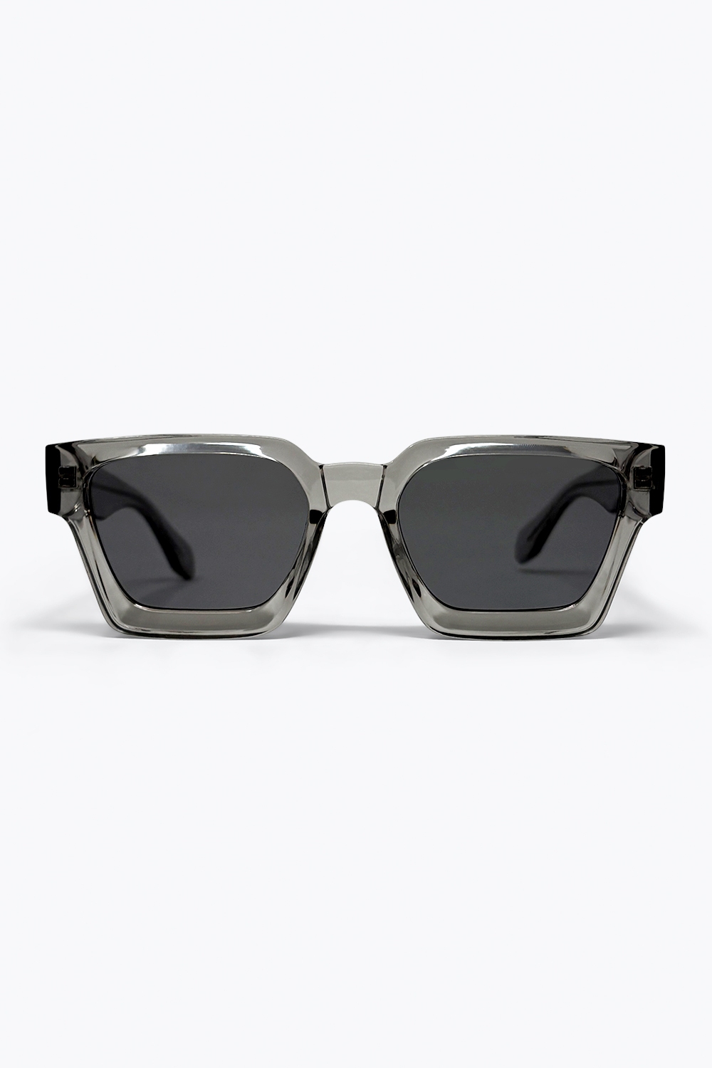 Gafas de Sol de Moda con Marco Cuadrado Transparente Gris y Lentes Oscuros Gafas de Sol de Moda con Marco Cuadrado Transparente Gris y Lentes Oscuros