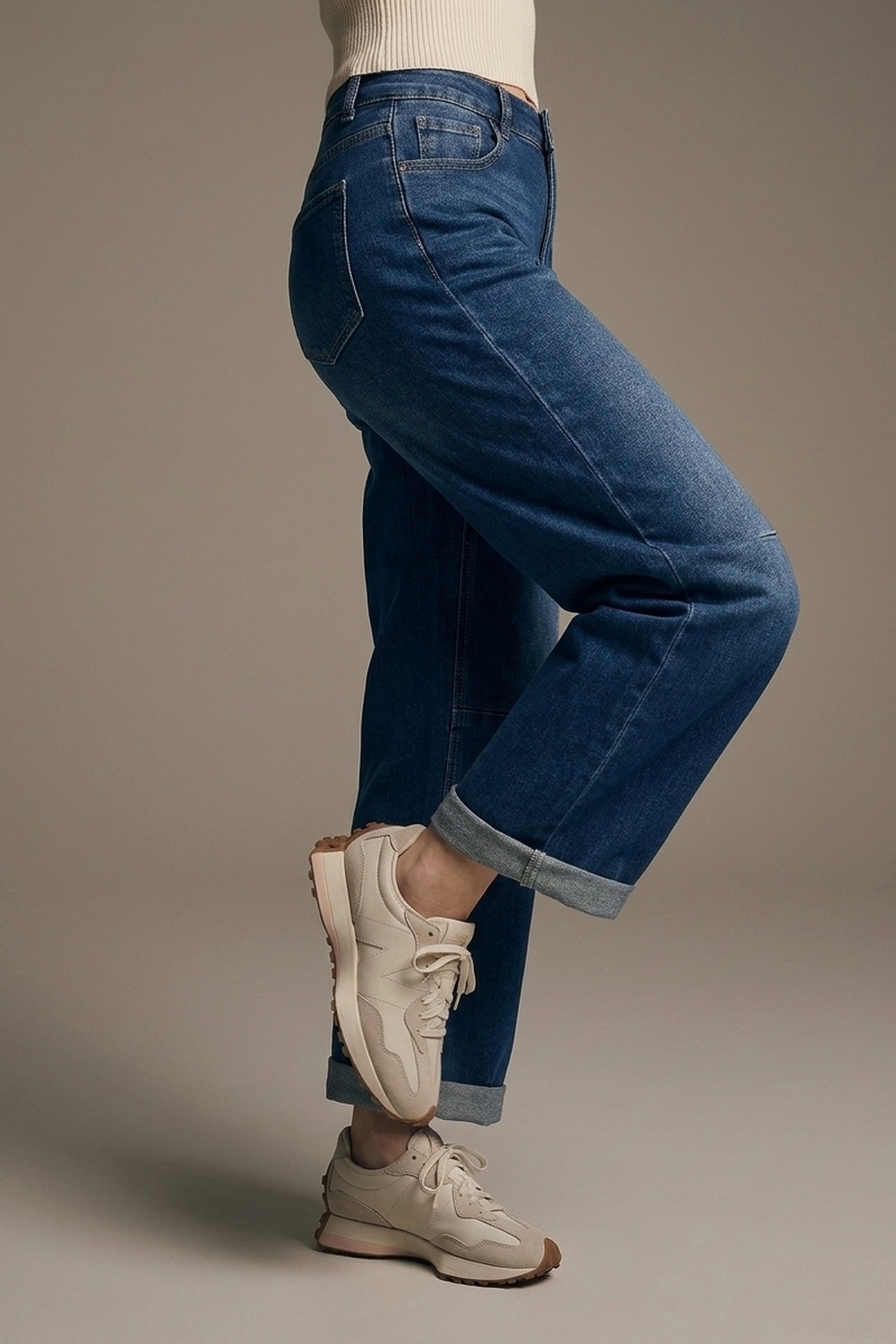 Vaqueros Basic Barrel Style en azul medio