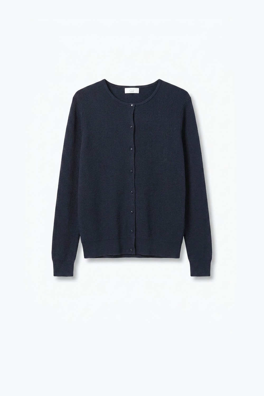 Cardigan de punto suave azul marino con cuello redondo y botones en la parte delantera Cardigan de punto suave azul marino con cuello redondo y botones en la parte delantera