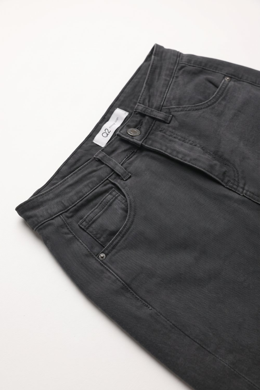 Pantalones Grises de Pierna Ancha de Estilo Barril con Costura Lateral