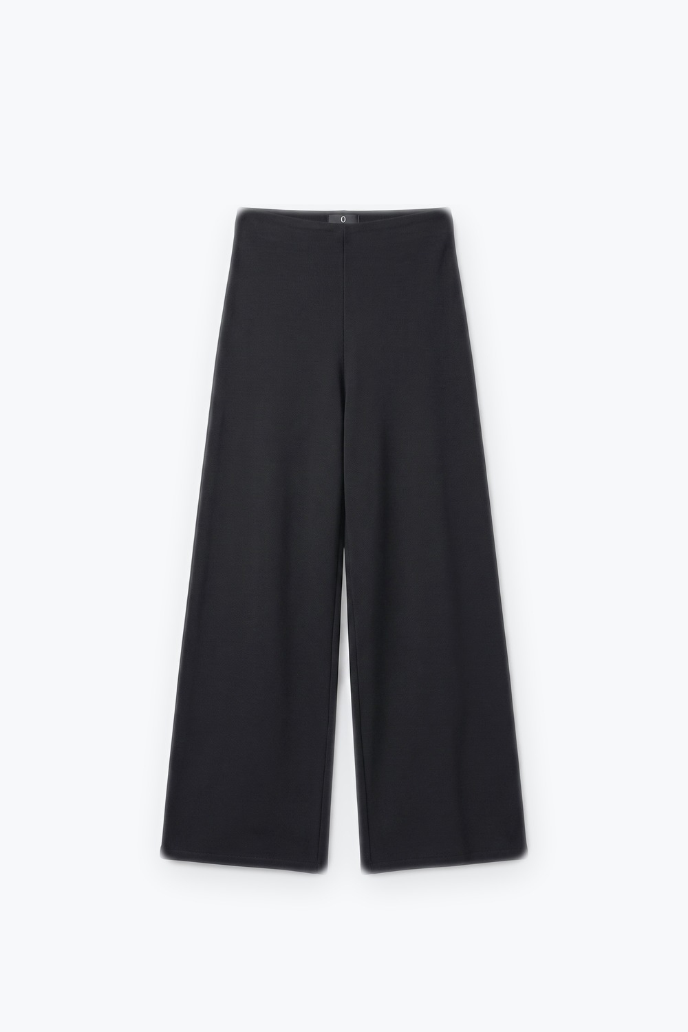 Pantalones anchos de pierna ancha de cintura alta de tejido liso azul marino sin cinturilla