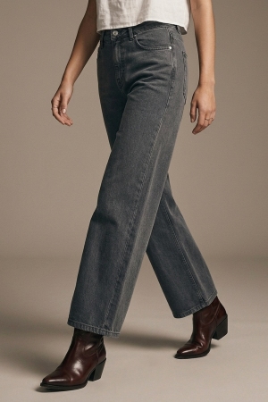 Vaqueros cropped wide leg grises