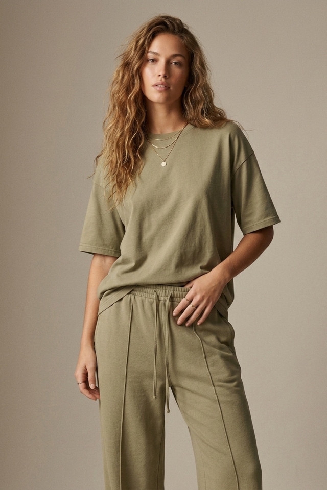 Khaki Cotton Crew Neck Regular Fit Short Sleeve T-Shirt