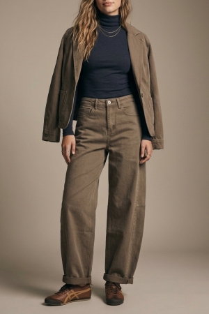 Pantalones de pierna ancha estilo barril Fango con costura lateral