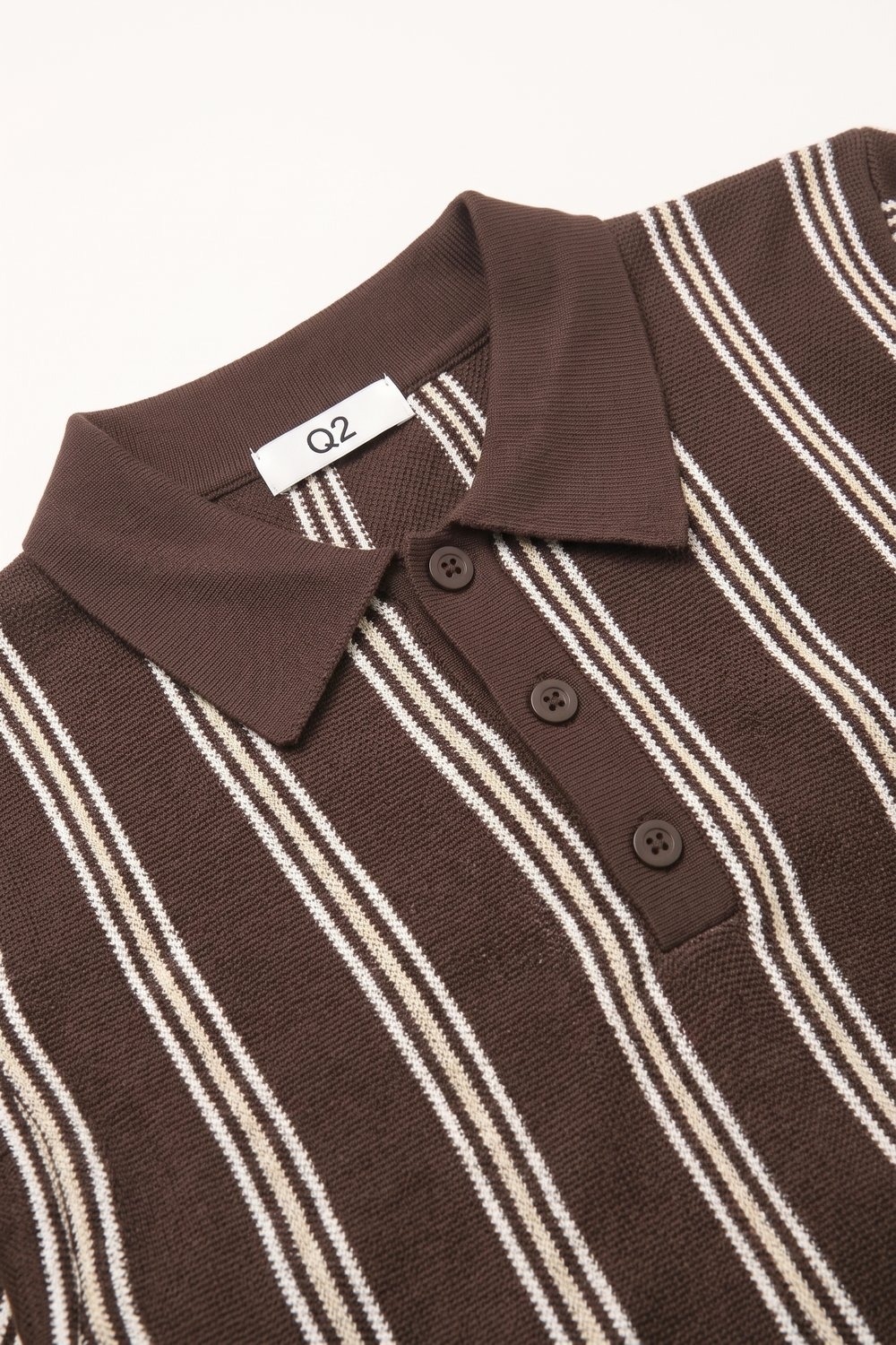 Camiseta Polo Marr&oacute;n de Punto Fino con Contraste de Rayas
