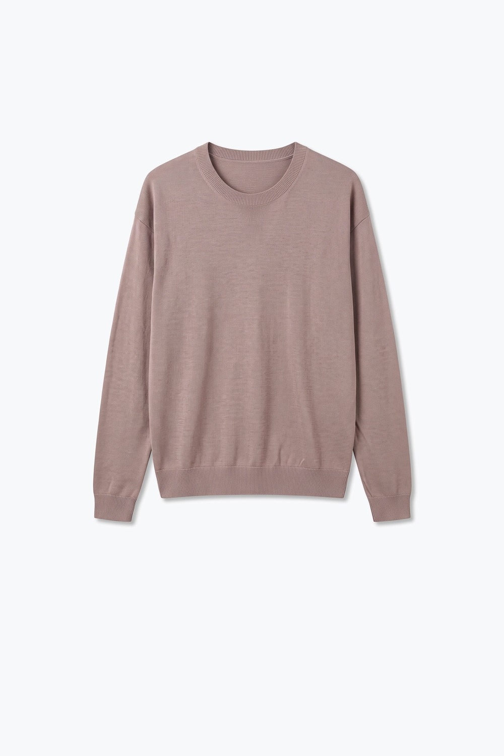 Su&eacute;ter de punto fino mezcla de lana merino cuello redondo color rosa viejo