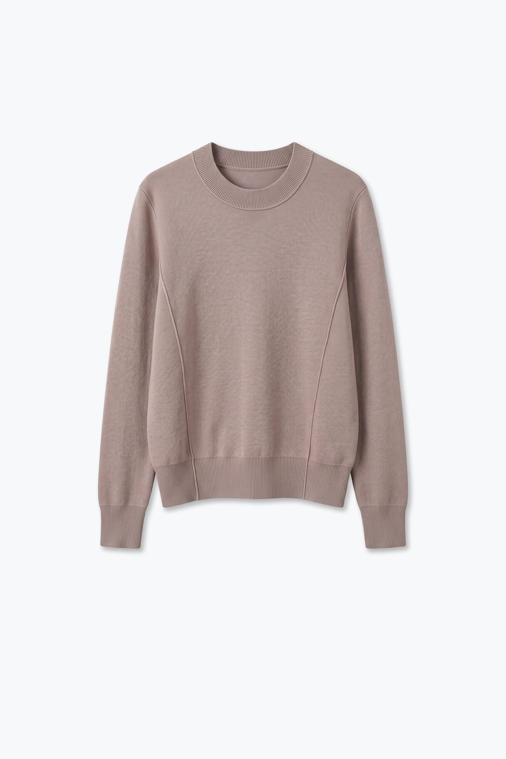 Su&eacute;ter de manga larga de punto fino con mezcla de lana Merino y detalle de costura en color rosa empolvado
