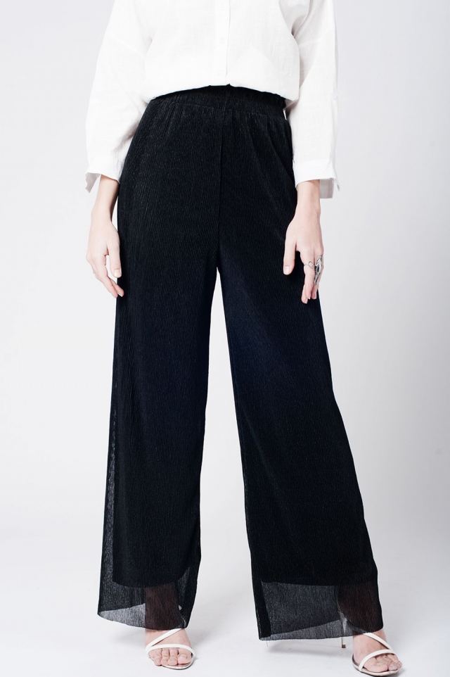 Black cheesecloth pant with wide leg