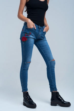 Skinny Jeans bestickt Detail