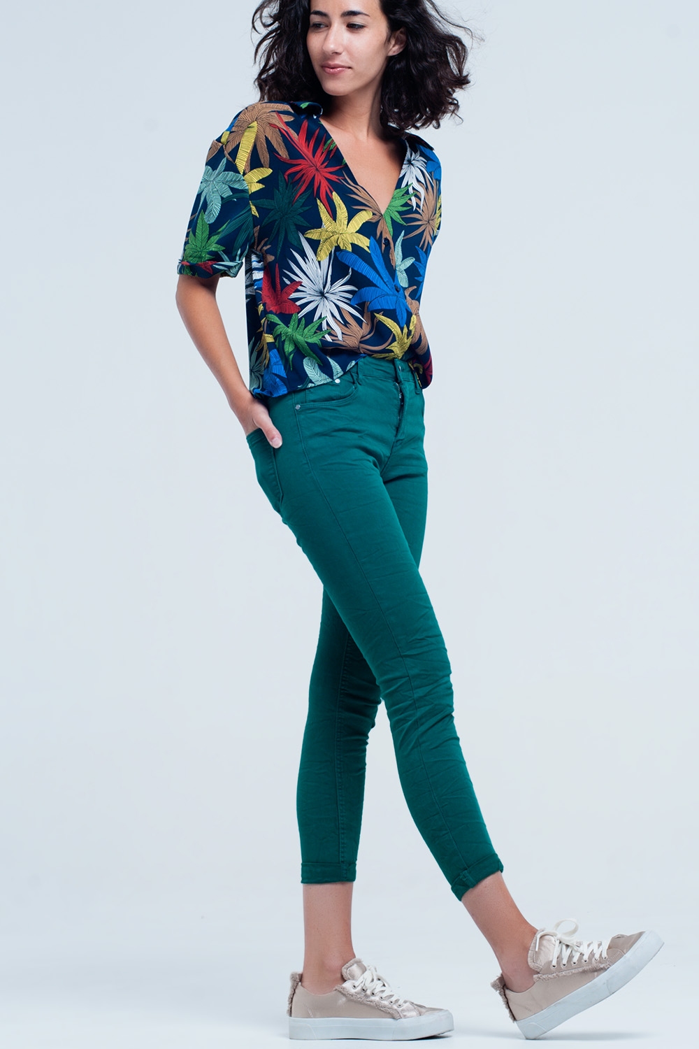 Skinny jeans elastico verde Skinny jeans elastico verde