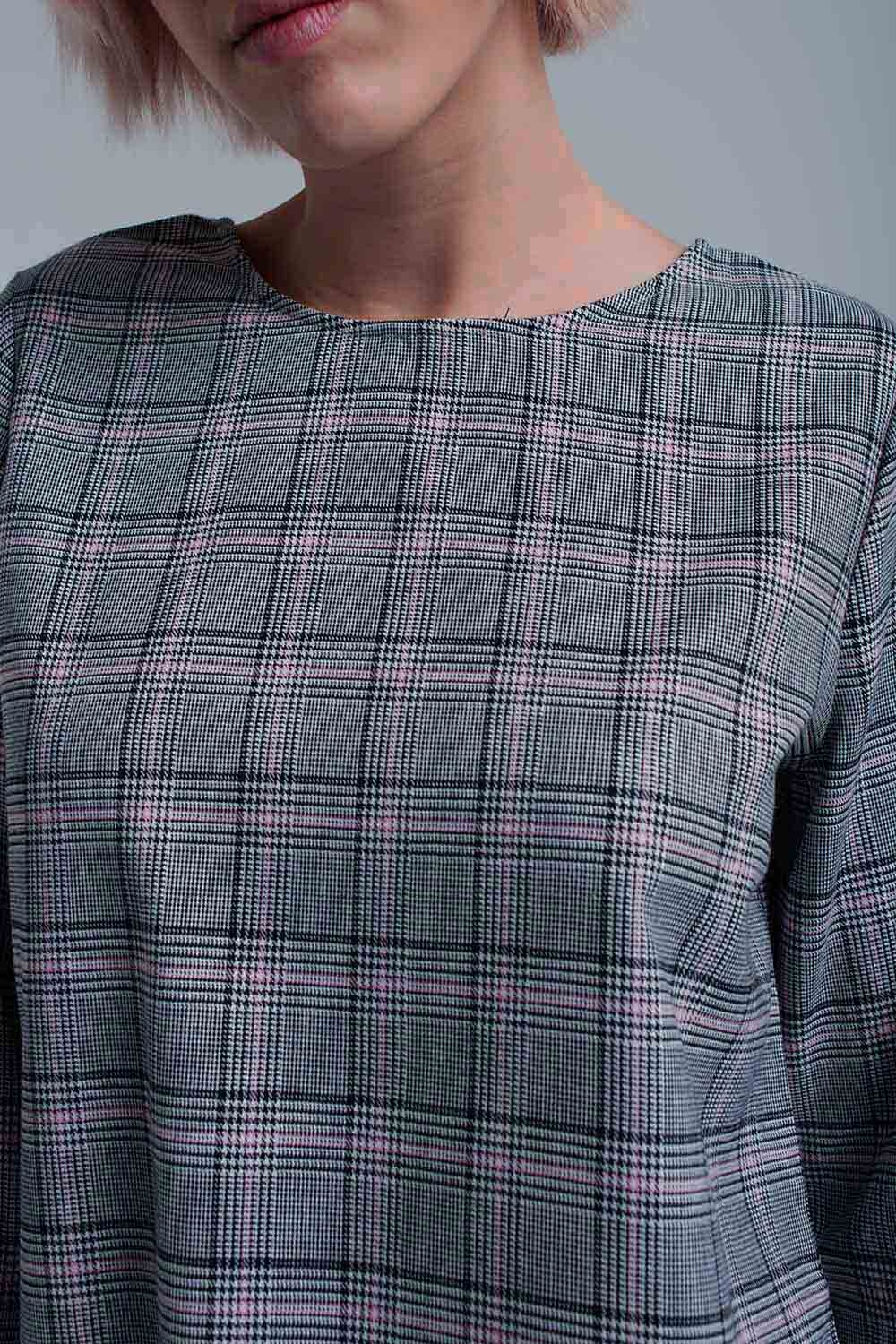 Top de tartán rosa con cintas Top de tartán rosa con cintas