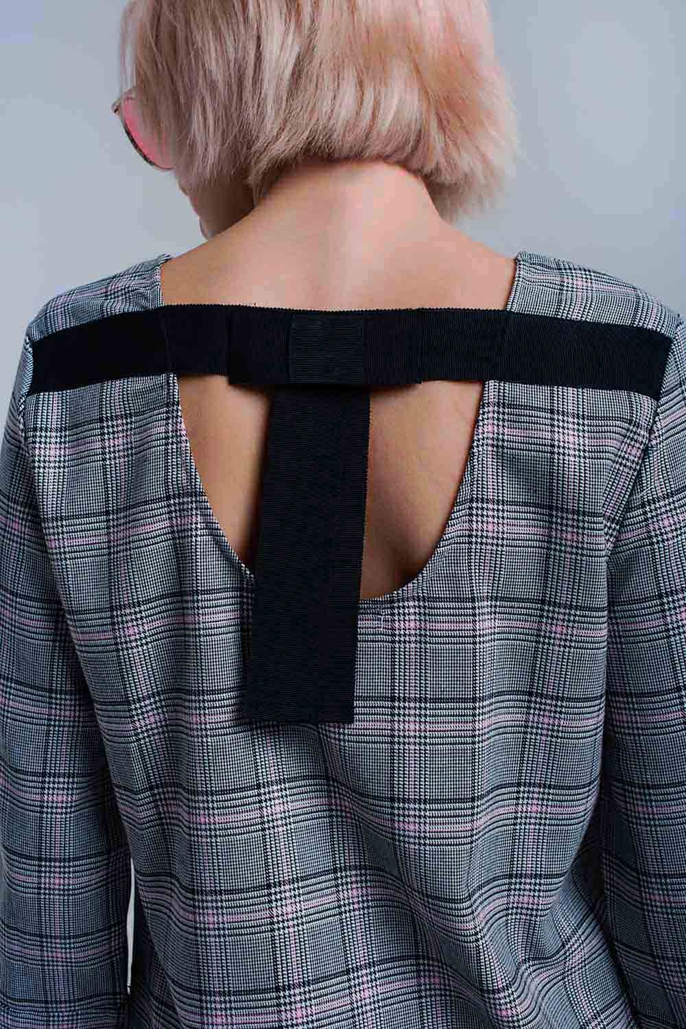 Top de tartán rosa con cintas Top de tartán rosa con cintas