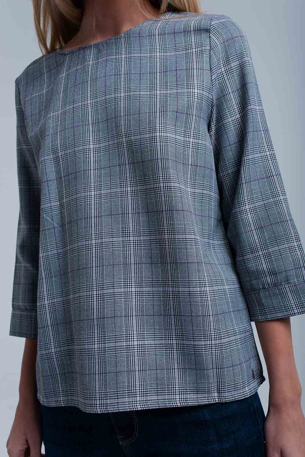 Top de tartán morado con cintas Top de tartán morado con cintas