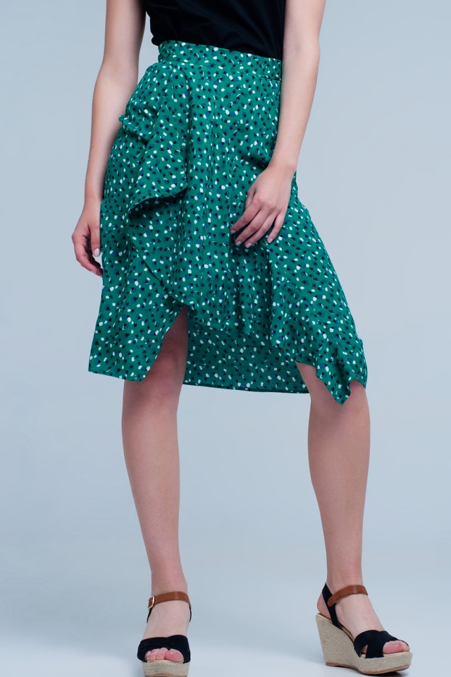 Green skirt with flower print