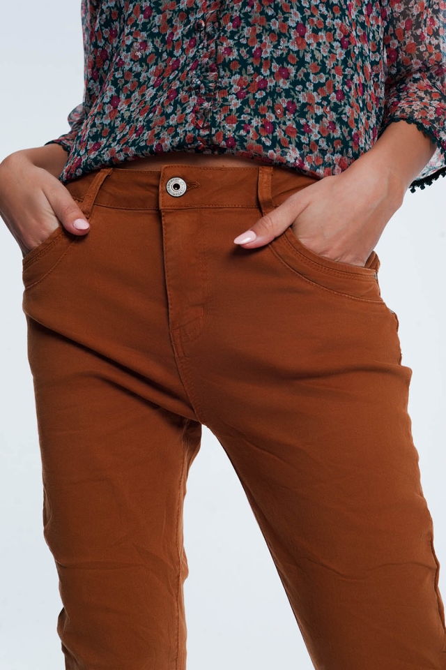 Orange Enge Jeans mit tiefem Schritt
