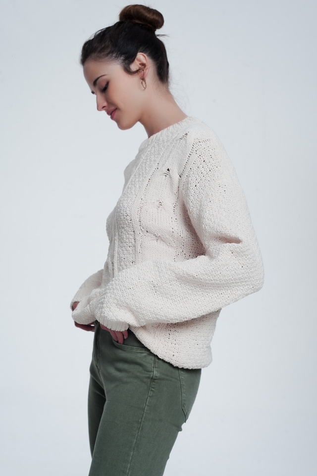 Woven sweater in cream