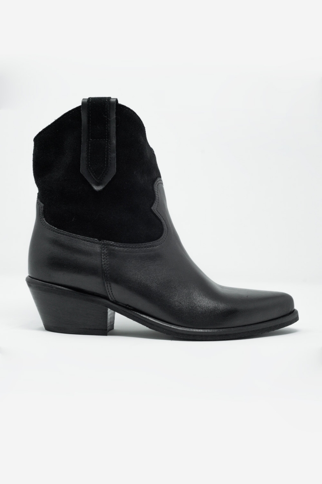 Black western sock boots with suede detail