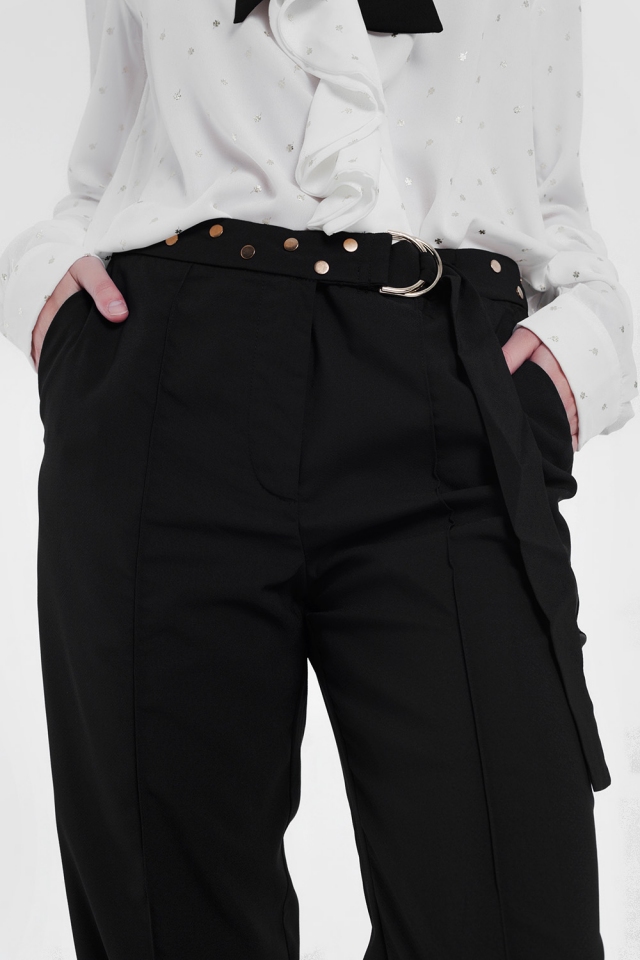 Pantalon avec ceinture Noir