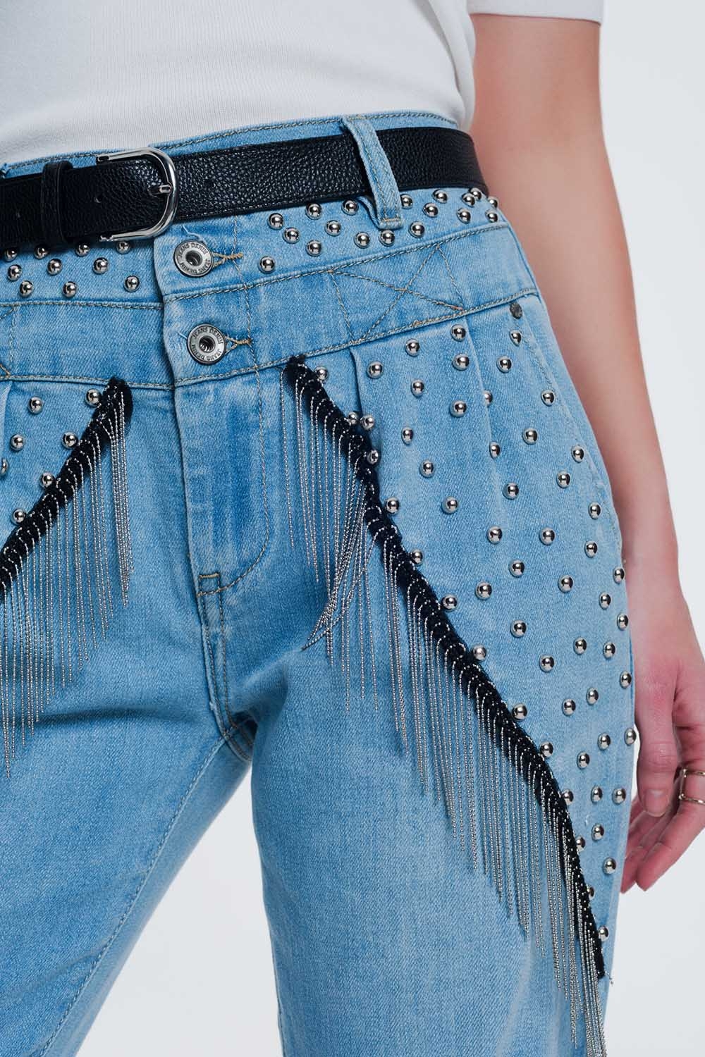 vintage vaqueros anchos con tachuelas y cadenas vintage vaqueros anchos con tachuelas y cadenas