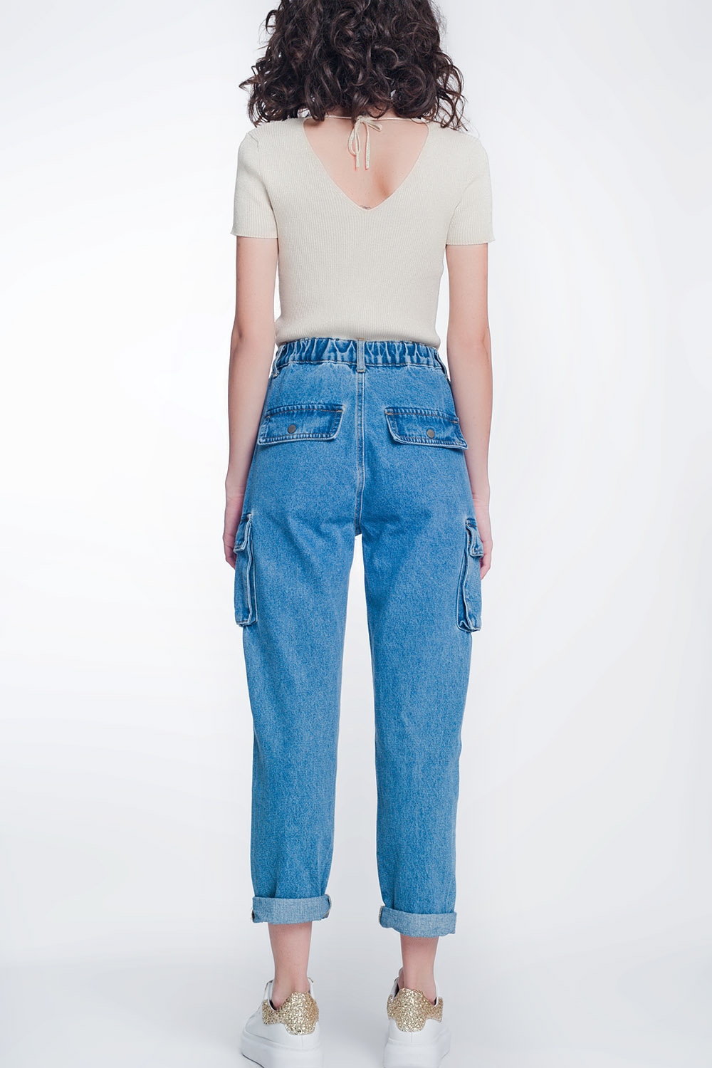 Jeans boyfriend con bolsillos laterales y rotos Jeans boyfriend con bolsillos laterales y rotos