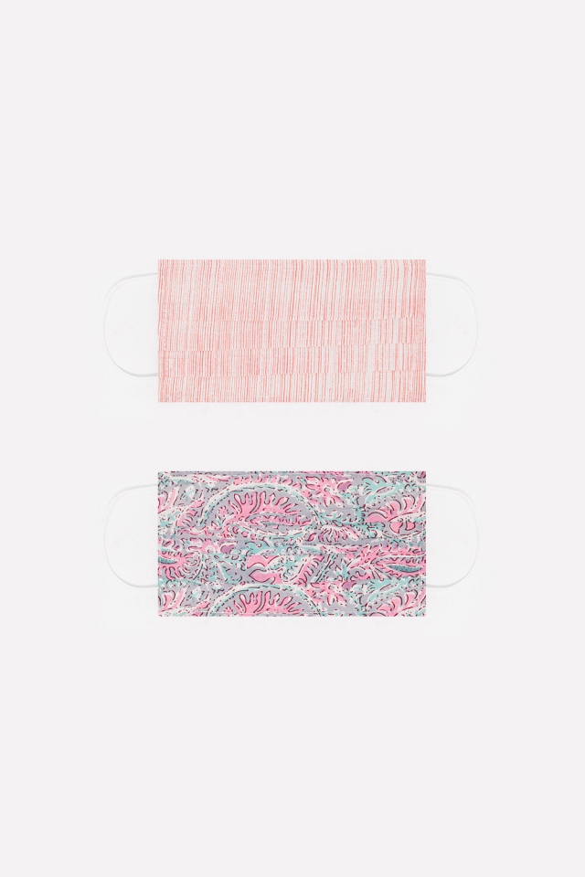 2 PACK Máscara algodão orgânico com impressão rosa