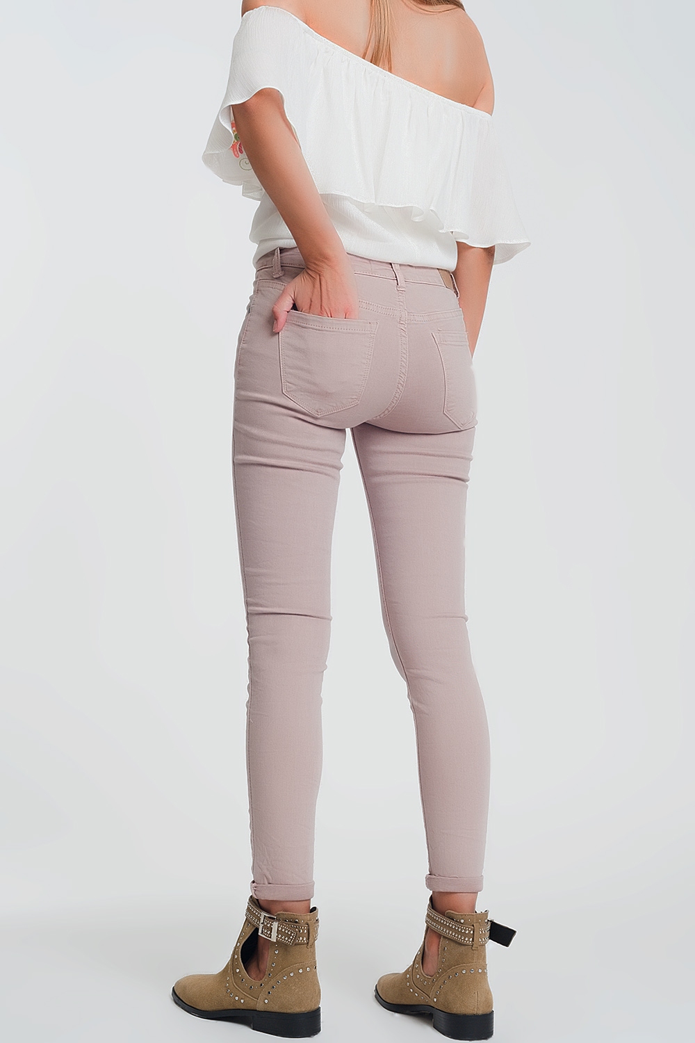 Pantalon de talle alto super ajustado en color rosa Pantalon de talle alto super ajustado en color rosa