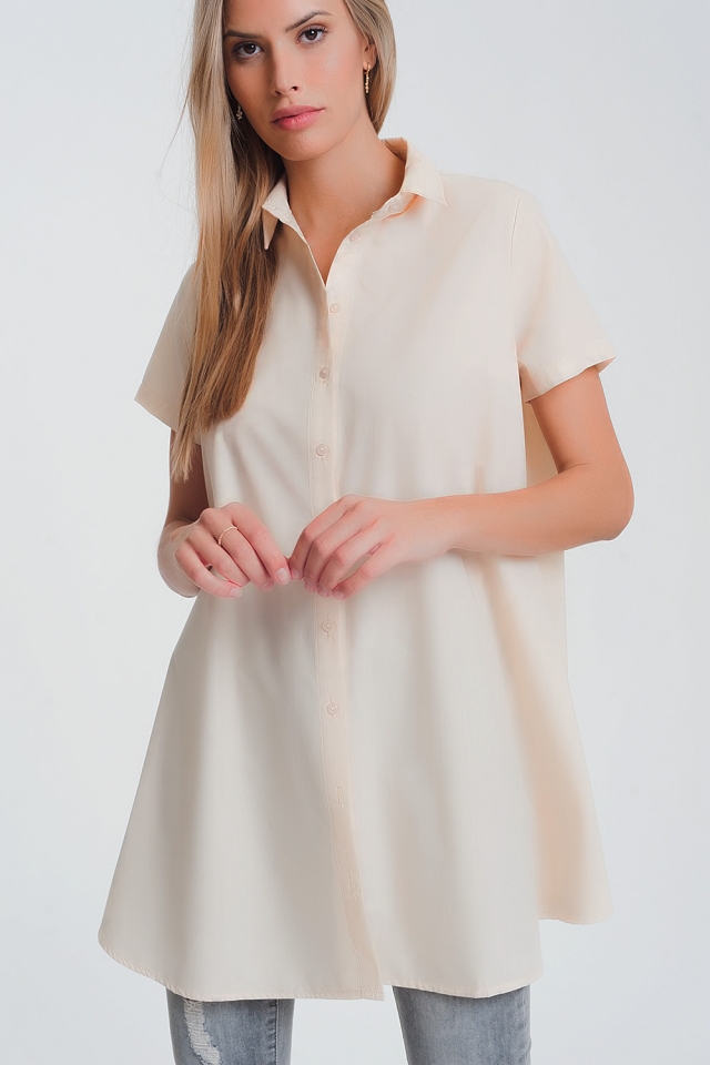 Oversize-Popelinehemd in beige