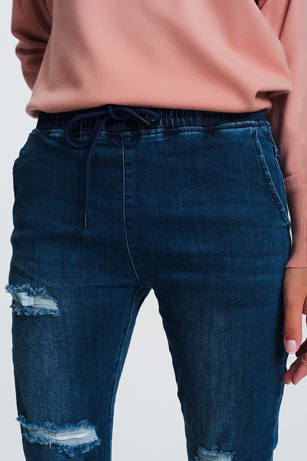 Vaqueros ligeros estilo joggers azul oscuro Vaqueros ligeros estilo joggers azul oscuro