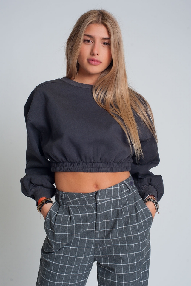 Oversized geknipt sweatshirt in donkergrijs