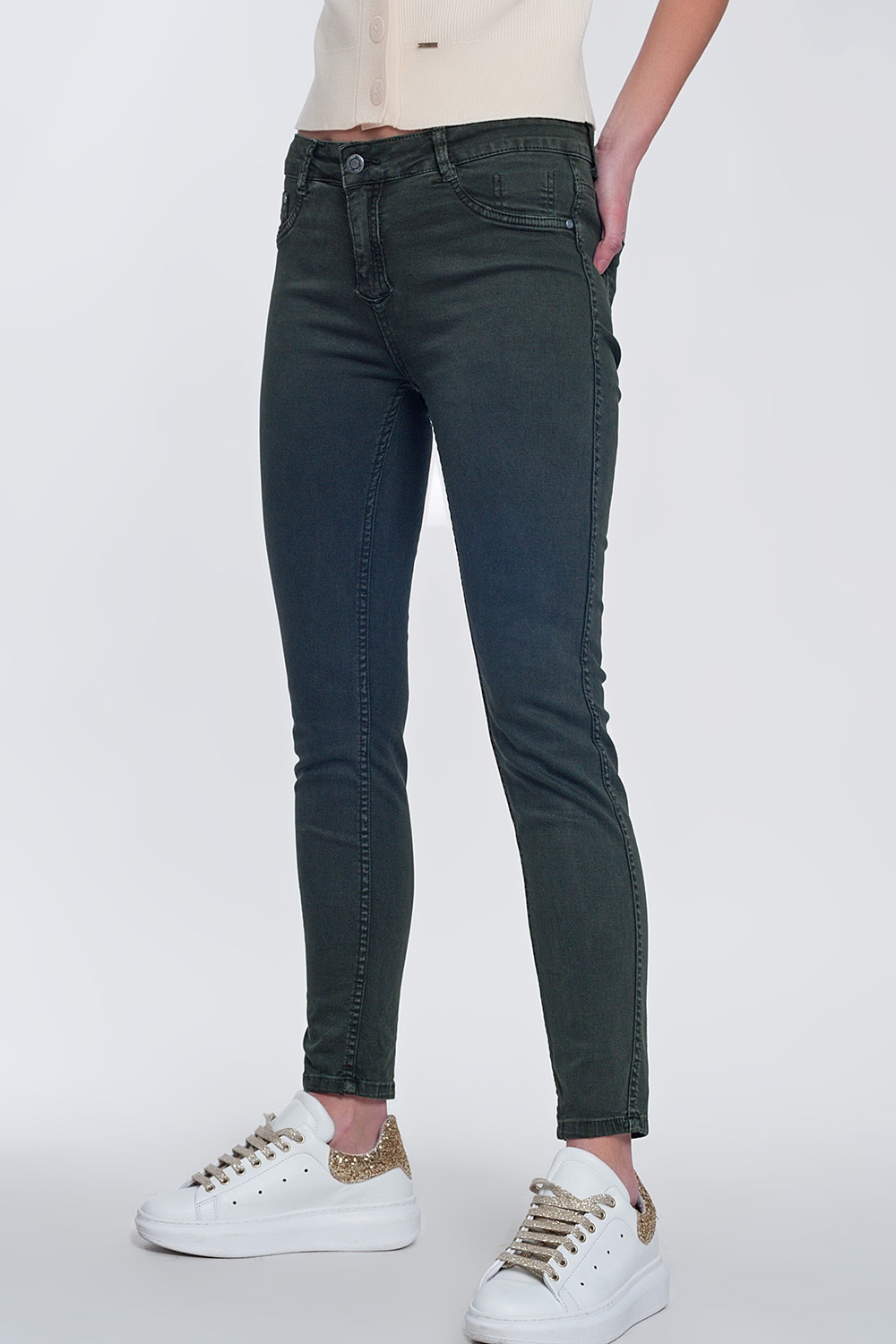 Pantalon estampado serpiente reversible en caqui Pantalon estampado serpiente reversible en caqui