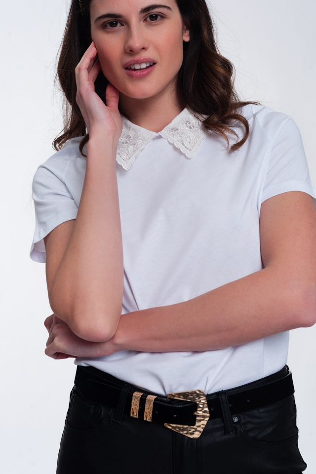 T-shirt avec col Blanc