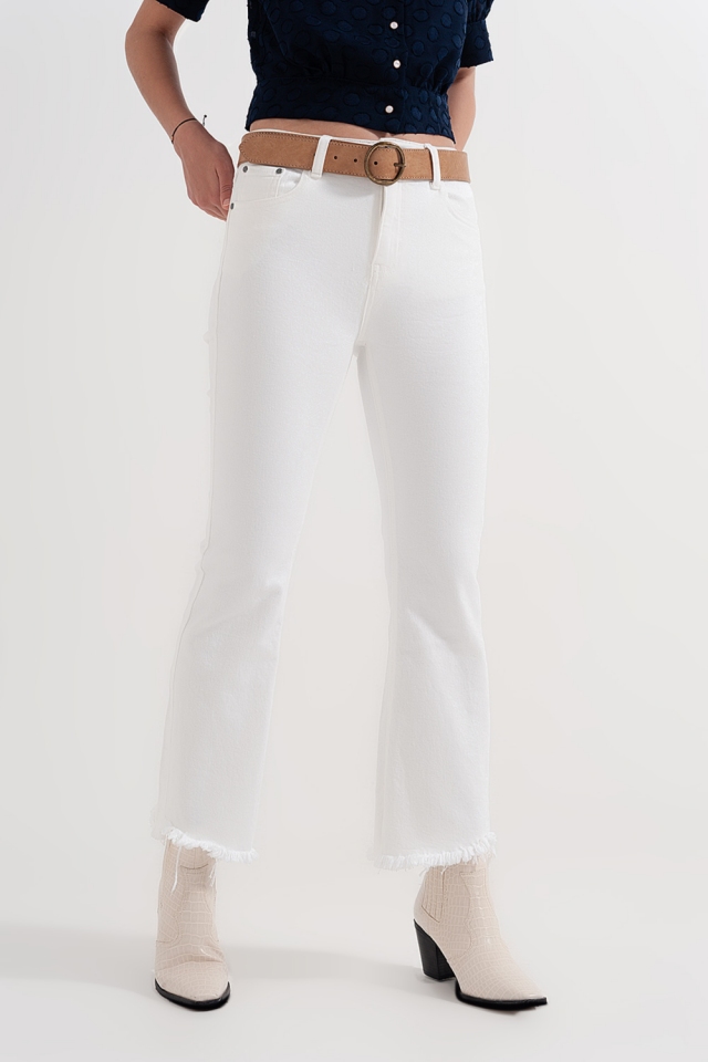 Straight broek in wit met brede enkels