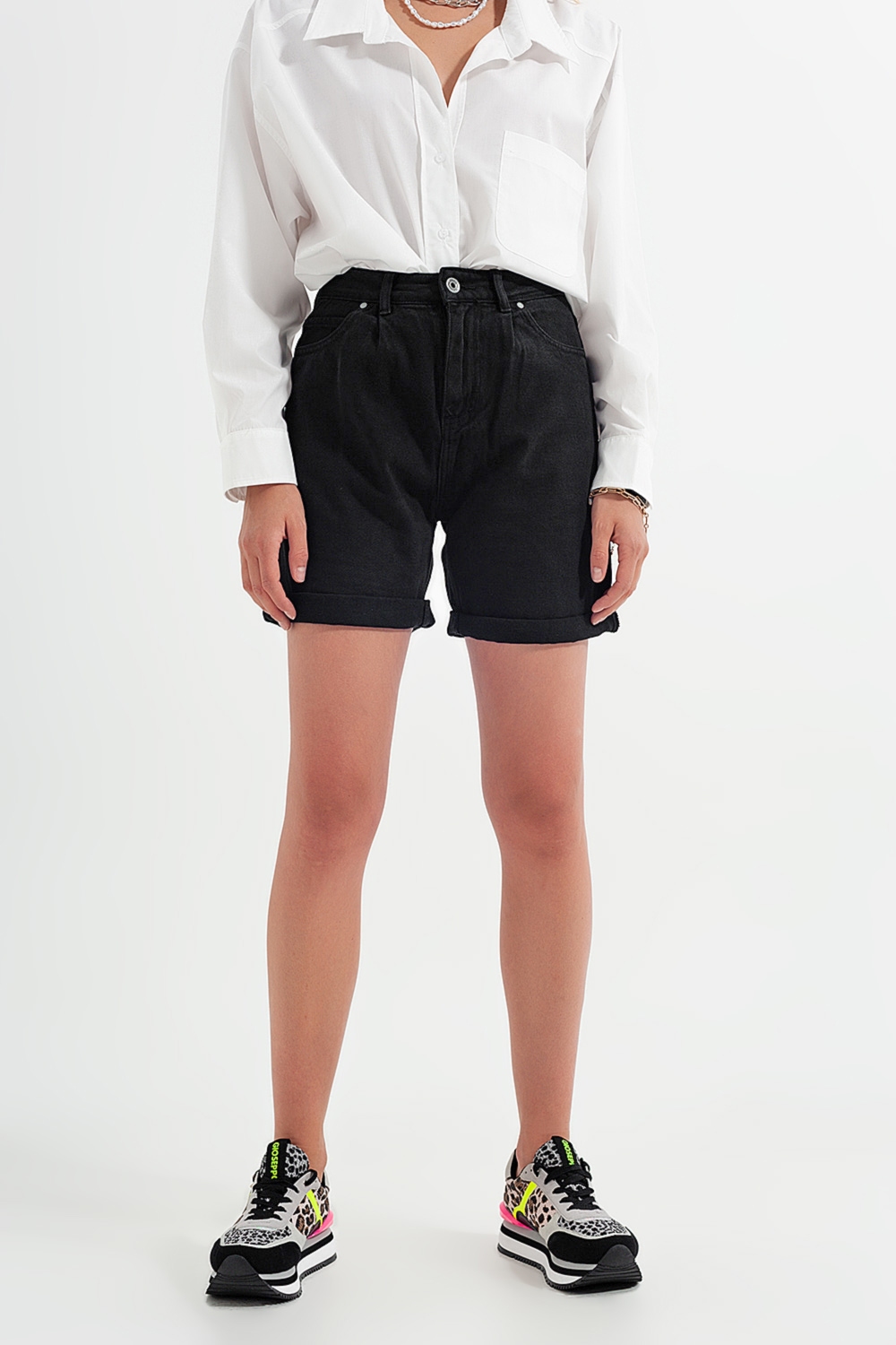 Shorts vaqueros Mom en negro Shorts vaqueros Mom en negro
