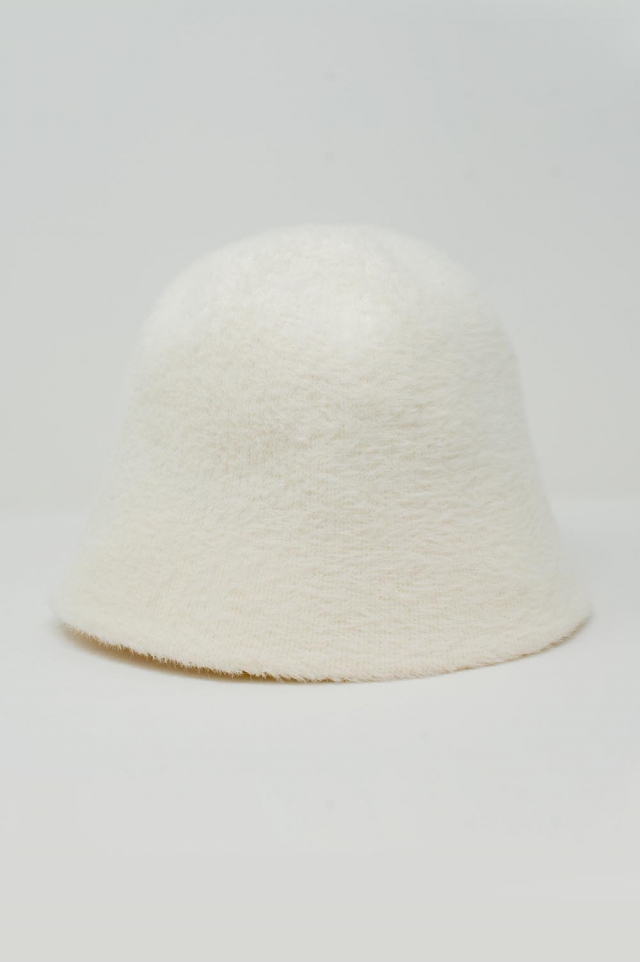 crème Gebreide bucket hat