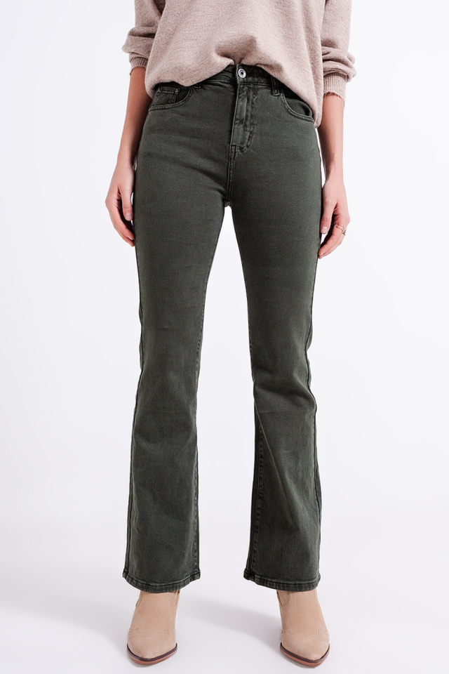 Jeans évasé Olive